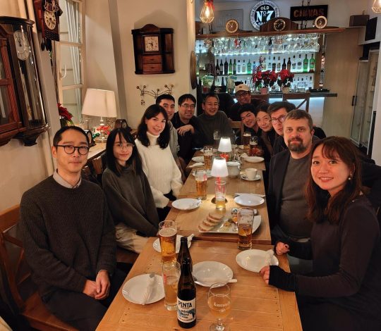Sollers Japan team members at a team dinner