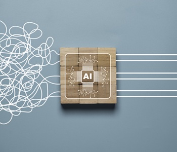 Tangled white rope after pass thru Artificial Intelligence or AI